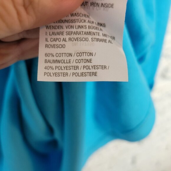 Quacker Factory Womens Top 3X Plus Tunic Roll Tab Sleeve Faux Pearls BLU206E - Picture 8 of 10